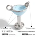 Wasserfester Martini-Glas-Anhänger aus Edelstahl mit hellblauem Emaille-Detail - Martiniglas D (PJ93982SB)