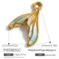 Vergoldeter Edelstahl-Meerjungfrauenschwanz-Anhänger mit blauer Emaille für DIY-Schmuck - Fischschwanz C (PJ93983GC)