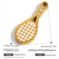 Elegant gold stainless steel paddle pendant with white enamel and crystals, 18.5mm size - Tennis Racket Rhinestone Gold (PJ94011G)