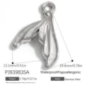 Silberner Edelstahl-Meerjungfrauenschwanz-Anhänger mit weißer Emaille für DIY-Schmuck - Fischschwanz D (PJ93983SA)