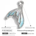 Wasserdichter Anhänger Walflosse aus Edelstahl mit hellblauer Emaillierung für DIY - Fischschwanz F (PJ93983SC)