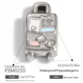 Stainless steel suitcase charm pendant with pink blue enamel and rhinestone inlay - Suitcase Airplane Silver (PJ94015S)
