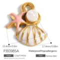 Edelstahl-Anhänger im Meeres-Stil mit Emaille-Muschel und Seestern für DIY-Schmuck - Ozean Muschel A (PJ93985A)