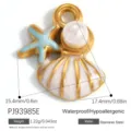 Anhänger aus Edelstahl mit Seestern, Muschel und Perle für DIY-Schmuck - Ozean Muschel E (PJ93985E)