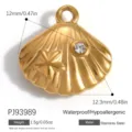 Goldener Muschel-Anhänger aus Edelstahl mit Seestern und funkelndem Strass-Detail - Ozean Muschel F (PJ93989)