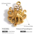 Vergoldeter Edelstahl Oktopus Anhänger mit Strasssteinen für DIY Schmuckherstellung - Oktopus (PJ93991)