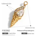 Vergoldeter Muschelanhänger aus Edelstahl mit funkelnden Kristallen für DIY-Schmuck - Meerschnecke A (PJ93992)