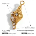 Vergoldeter Edelstahl-Muschel-Anhänger für DIY-Schmuck mit Kristallen, 15,7 mm - Meerschnecke B (PJ93993)