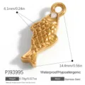 Vergoldeter Edelstahl Fisch-Anhänger für DIY-Schmuck, wasserfest und hypoallergen gestaltet - Fisch D (PJ93995)