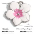 Kirschblütenanhänger aus Edelstahl und rosa Emaille für die DIY Schmuckherstellung - Fünfblättrige Blume (PJ93997)