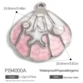 Ozean-Stil Muschel-Anhänger mit rosa Emaille und Perle, Edelstahlschmuck-Zubehör - Rosa Knisterschale (PJ94000A)