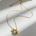 Elegante collar de plata S925 dorada con colgante de esfera martillada para mujer a diario. - Plata 925 / Dorado (K1183 Dorado)