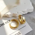 Pendientes de aro geométricos en plata de ley S925 chapados en oro con acabado texturizado - Plata 925 / Dorado