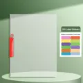 A4 transparenter Aktenordner mit rotem Drehstab für die Schülertestpapier-Aufbewahrung. - Rotierende Klemmschienen-Hefter / Rot
