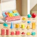 3D Geometrische Formen Mathe Lernspielzeug Set für Kinder, Kunststoff Lernbausteine Box. - 36-teiliges Set