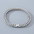 Silver stainless steel chain bracelet for men and women, polished minimalist jewelry link. - 6mm Width 21cm Length / Steel