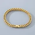 Gold metal chain bracelet for men and women, polished finish fashion jewelry accessory. - 6mm Width 21cm Length / Gold