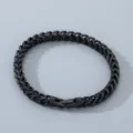 Black woven chain metal bracelet, minimalist polished design for men and women stylish jewelry - 6mm Width 21cm Length / Black