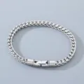 Stylish stainless steel metal chain bracelet with secure cylindrical clasp for unisex - 5mm Width 21cm Length / Steel
