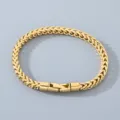 Pulsera de Cadena de Trigo Oro Hombre Mujer Joyería de Acero Inoxidable Minimalista 20cm - 5mm Ancho 21cm Largo / Dorado