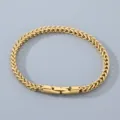 Pulsera de cadena dorada para hombres y mujeres, diseño elegante con cierre pulido y brillante. - Ancho 4mm Largo 21cm / Dorado