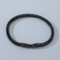 Pulsera de cadena tejida de acero inoxidable negro joyeria de moda minimalista unisex - Ancho 4mm Largo 21cm / Negro