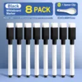 Schwarze Whiteboard Marker 8er Pack abwischbare Trockenlöschmarker mit Löffel Geschenk - 8-Stück Schwarzes Set Mit Keramiklöffel / 8 Stück/Packung / Schwarz