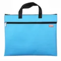 Blue canvas document bag with handles, durable zipper pouch for office and school use. - Sky Blue