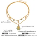 Collier superposé Pharaon égyptien et croix Ankh en acier inoxydable plaqué or 18k - Style Superposé Pharaon Égyptien (XL32178) / Plaqué Or 18K / Or