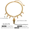 Gold-plated stainless steel necklace with Egyptian Pharaoh and Ankh pendants - Egyptian Pharaoh Ankh Cross (XL32176) / 18K Gold Plated