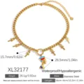 Gold-plated stainless steel Egyptian Nefertiti necklace with Ankh charms - Egyptian Nefertiti Queen & Ankh Cross Style (XL32177) / 18K Gold Plated