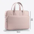 Pink laptop handbag document bag, wide capacity multi-layer Korean style storage bag. - Lotus Pink