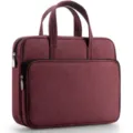 Wine red business laptop briefcase handbag waterproof large capacity stylish work tote bag. - Wine Red Brown