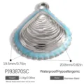 Ciondolo a conchiglia in smalto azzurro impermeabile in acciaio inossidabile DIY - Pendente Conchiglia (PJ93870SC)