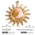 Ciondolo sole e luna in acciaio inossidabile con smalto rosa e finitura dorata - Pendente Sole e Luna (PJ93958A)