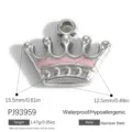 Pendaglio corona in acciaio inossidabile smalto rosa per gioielli fai da te - Pendente a Forma di Corona (PJ93959)