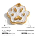 Ciondolo a forma di zampa in smalto bianco in acciaio inossidabile per gioielli fai-da-te - Pendente Zampa di Gatto (PJ93961A)