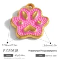 Pendente zampa in acciaio inossidabile smalto rosa accessorio fai da te impermeabile - Pendente Zampa di Gatto (PJ93961B)