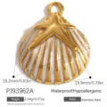 Ciondolo a conchiglia e stella marina in acciaio inossidabile con misure dettagliate - Pendente Conchiglia e Stella Marina (PJ93962A)