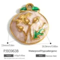Ciondolo floreale in smalto e acciaio inox impermeabile con peso e dimensioni - Pendente Floreale Rotondo (PJ93963B)
