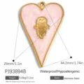Pendentif en forme de cœur rose en acier inoxydable, accessoire de bijoux avec dimensions - Style Relief Or Cœur Émail Rose Clair (PJ93894B)