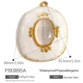 Pendentif vintage en émail blanc et acier inoxydable avec incrustation d'oeil de chat - Style Pierre Artificielle Blanche Émail Blanc Ovale (PJ93895A)