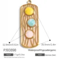 Pendentif vintage en acier inoxydable avec émail coloré et détails d'incrustation œil de chat - Style Pierre Artificielle Tricolore Rectangle (PJ93898)