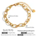 Bracelet chaîne à maillons ovales en acier inoxydable doré avec mesures détaillées - Bracelet Breloque Cœur Maillon Alterné Or (SL41767G)