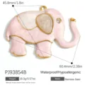 Large pink enamel elephant pendant gold-plated stainless steel DIY necklace charm - Pink Elephant (PJ93854B)