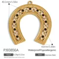 Gold-plated stainless steel horseshoe evil eye pendant with size and weight details - Evil Eye Horseshoe (PJ93856A)