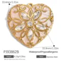 Professional gold-plated heart pendant with floral crystal design and pink enamel finish - Pink Floral Heart (PJ93862B)