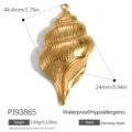 Golden stainless steel conch shell pendant for necklace DIY with 44.4mm length - Gold Conch Shell (PJ93865)