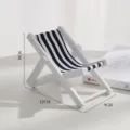 Miniatur Holz Strandstuhl Handyhalterung blau weisse Streifen Schreibtisch Deko Ornament - Dunkelblau Gestreift