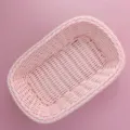 Panier de rangement tressé en rotin plastique rose, organisateur de bureau compact. - Carré / 20x13x5.5cm / Rose Clair